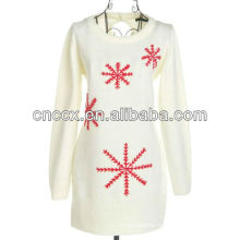 13STC5477 notch sweater snowflake embroidery christmas pullover